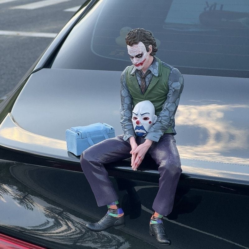 Sitting Clown Figure Heath Ledger Movie Model GK Collectible Desktop Car Ornament Car Roof Gift for Men